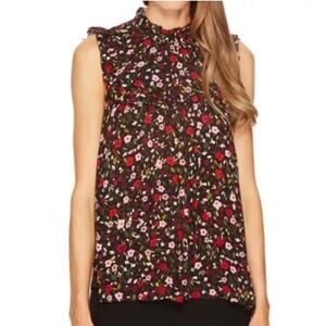 NWT Kate Spade Boho Floral Ruffle Yoke Sleeveless Blouse Top Size Small NEW
